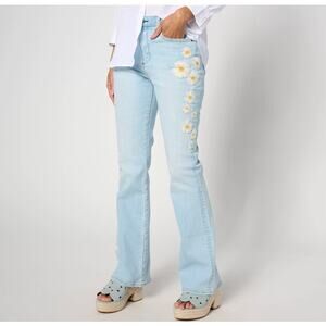 DRIFTWOOD Wyatt Jeans Embroidered Flare Portofino Daisy Sz 20 $168 {3Z2}